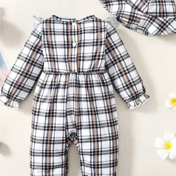 Baby Plaid Bowknot Decor Jumpsuit with Hat! BRAND NEW! SUPER CUTE! - Picture 4 of 5